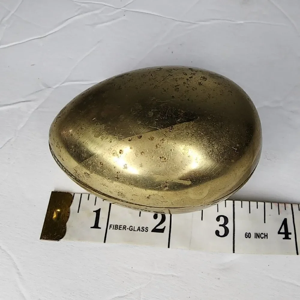 Vintage Brass Pelican Egg trinket box Accessories Midcentury modern Hollywood RE